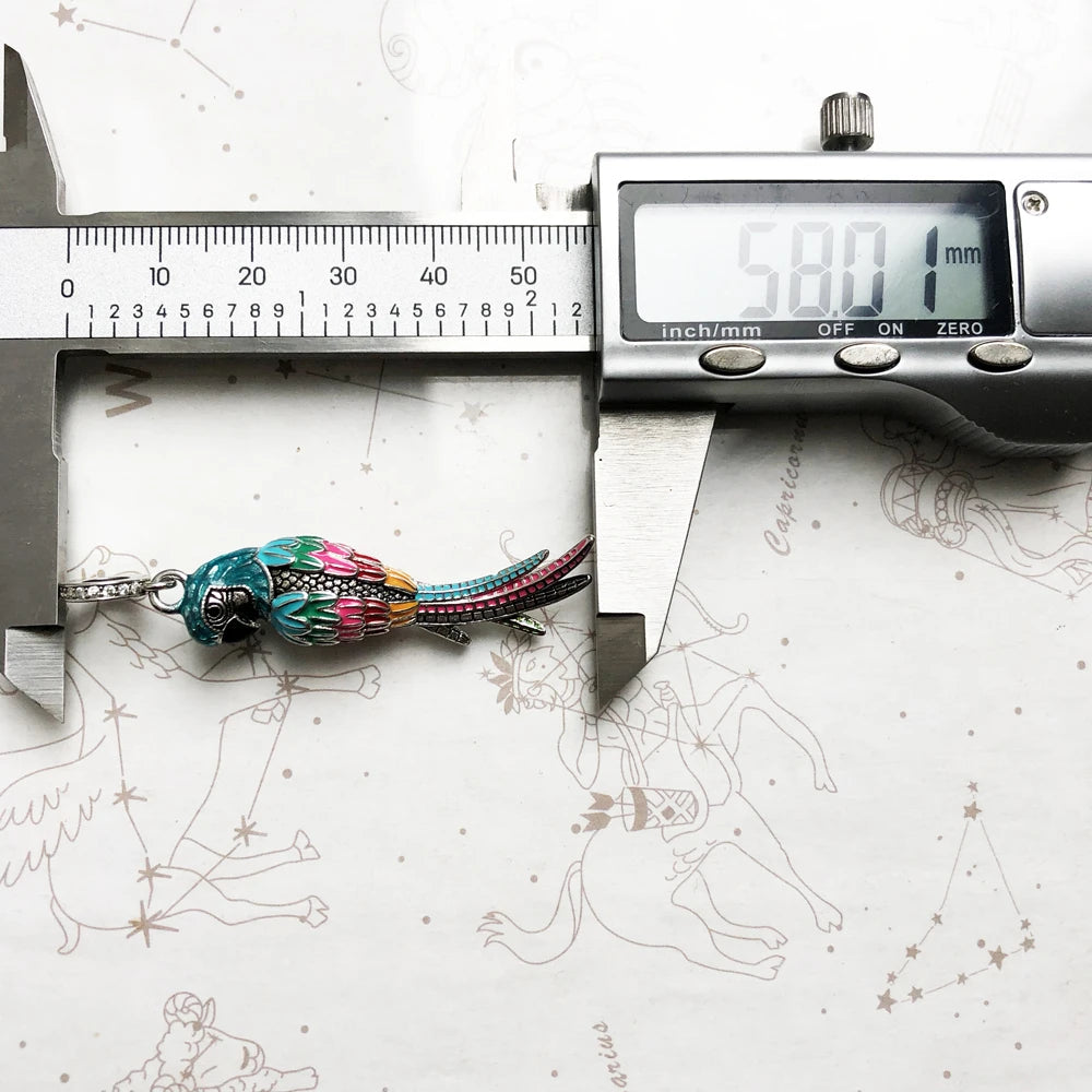 Colorful Striking Parrot Pendant 925 Sterling Silver Dangle Charm Women New Fine Jewelry