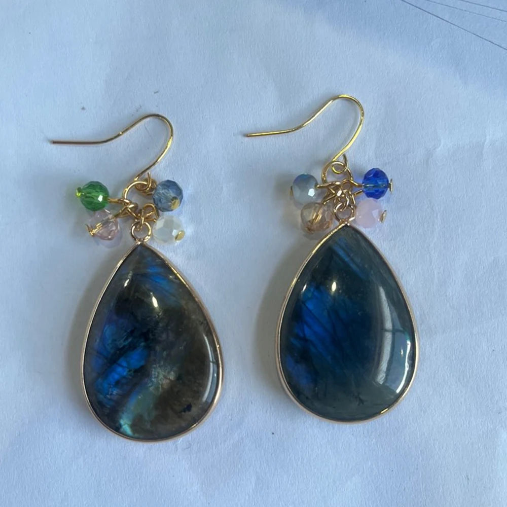 26x35mm Water Drop Shape Pendant Natural Labradorite Amethysts Agat Howlite Gems Stone Charm Pendants For Earrings Necklace DIY