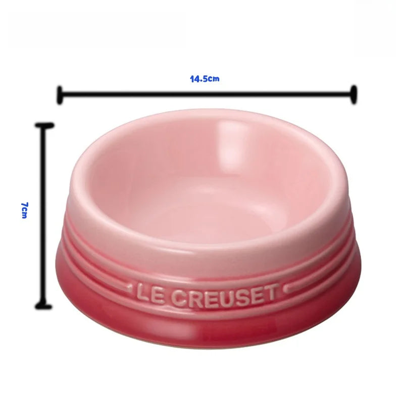 LeCreuset Cool Color Ceramic Enamel Pet Bowl for Dogs And Cats Universal Food And Water Dish Stylish And Functional Petware