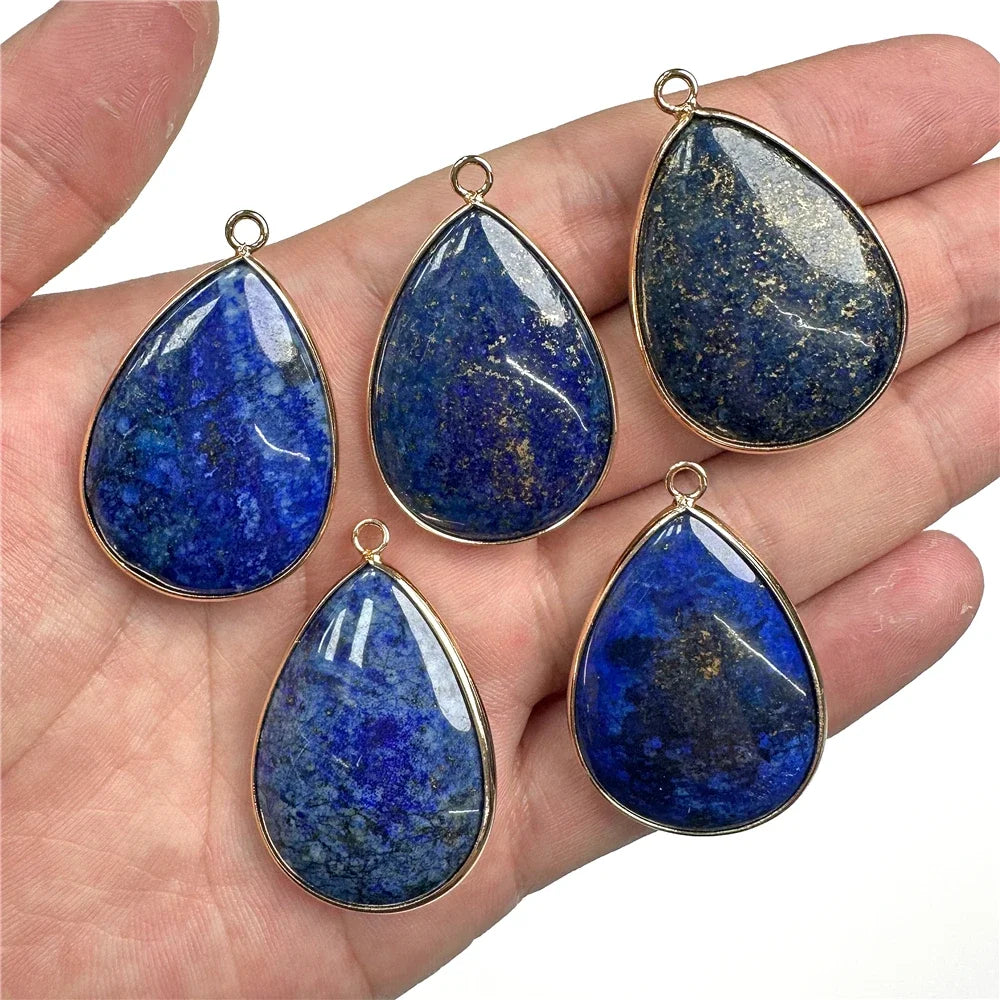 26x35mm Water Drop Shape Pendant Natural Labradorite Amethysts Agat Howlite Gems Stone Charm Pendants For Earrings Necklace DIY