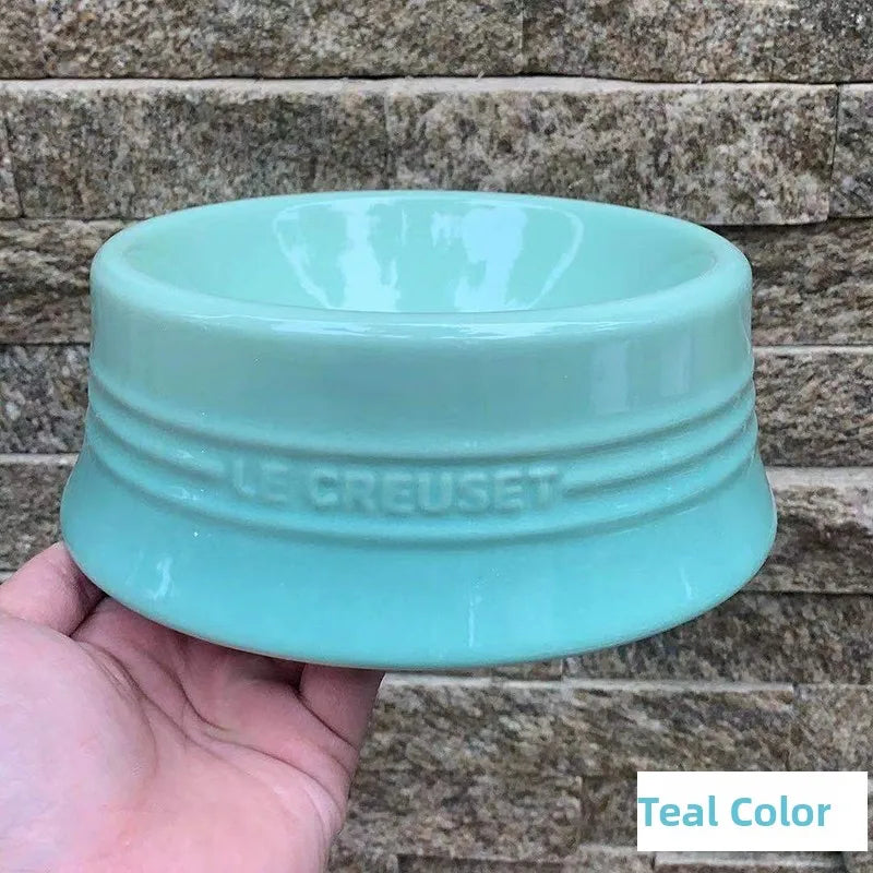 LeCreuset Cool Color Ceramic Enamel Pet Bowl for Dogs And Cats Universal Food And Water Dish Stylish And Functional Petware