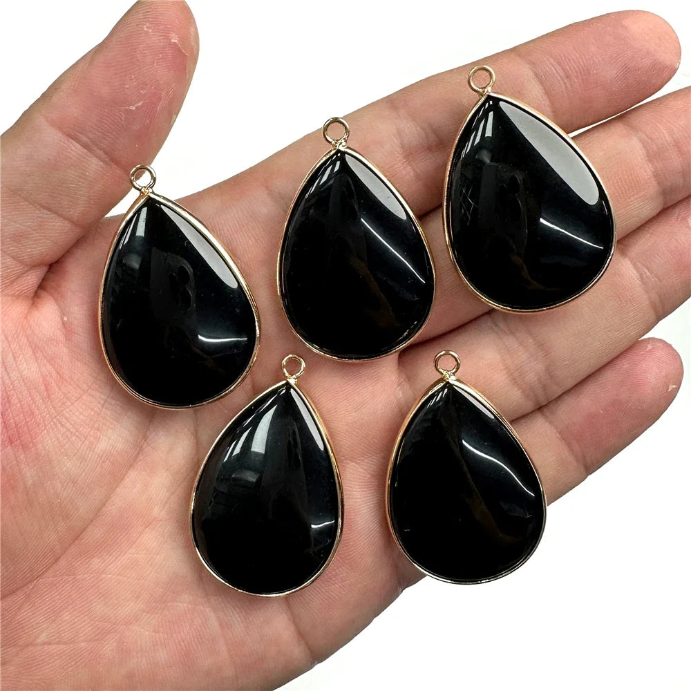 26x35mm Water Drop Shape Pendant Natural Labradorite Amethysts Agat Howlite Gems Stone Charm Pendants For Earrings Necklace DIY