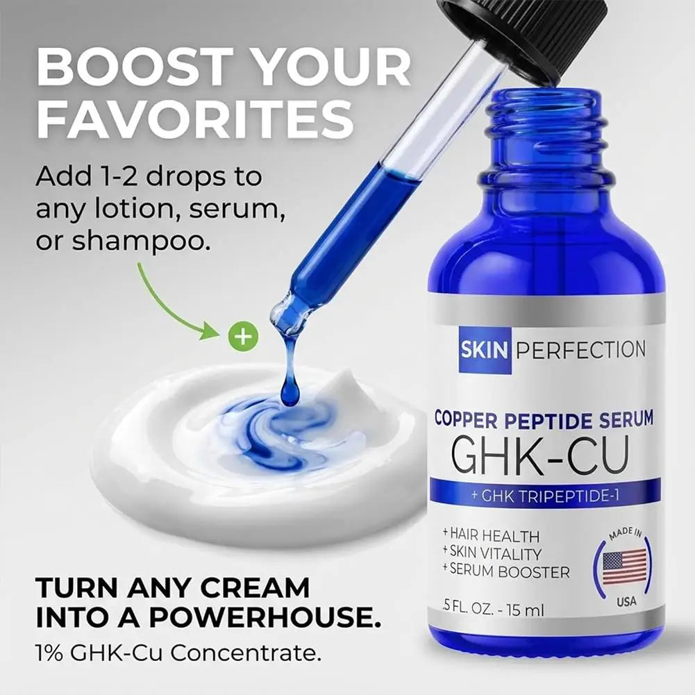 1% GHK-Cu Copper Peptide Serum 15ml, Skin & Hair Health, Brightening, Non-Sticky, Fast Absorbing, Vegan, Paraben-Free