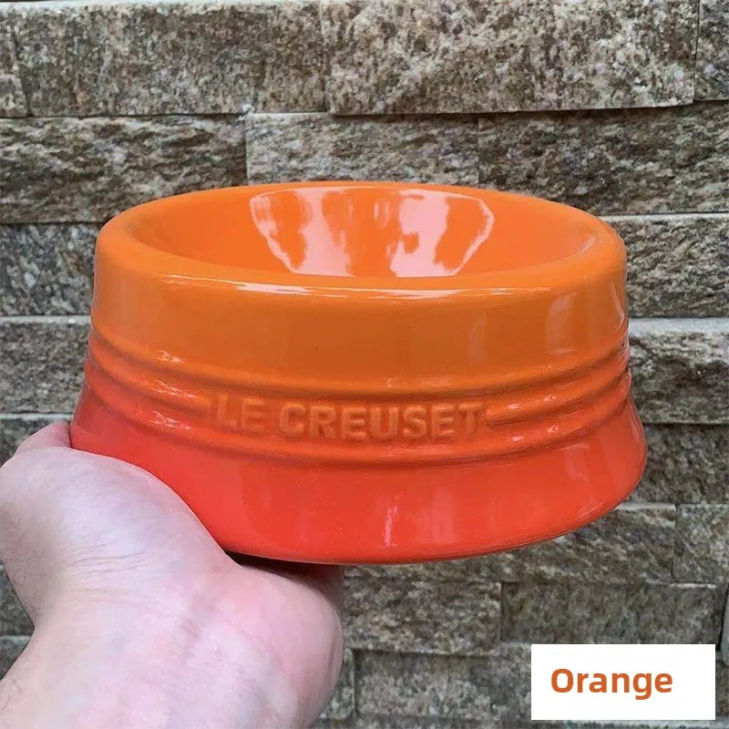 LeCreuset Cool Color Ceramic Enamel Pet Bowl for Dogs And Cats Universal Food And Water Dish Stylish And Functional Petware