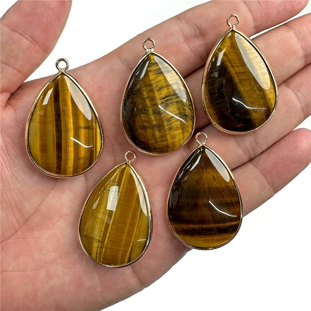 26x35mm Water Drop Shape Pendant Natural Labradorite Amethysts Agat Howlite Gems Stone Charm Pendants For Earrings Necklace DIY