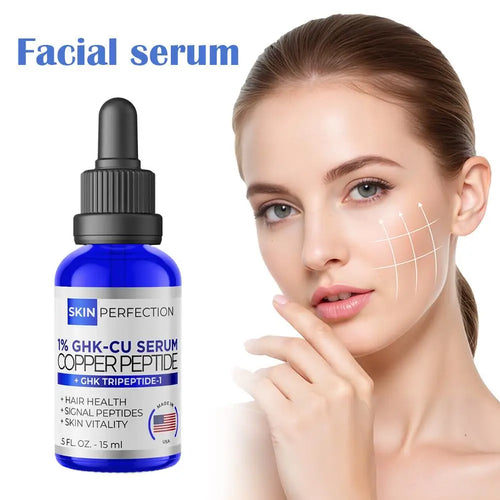 1% GHK-Cu Copper Peptide Serum 15ml, Skin & Hair Health, Brightening, Non-Sticky, Fast Absorbing, Vegan, Paraben-Free