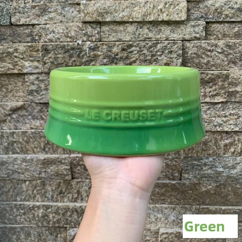 LeCreuset Cool Color Ceramic Enamel Pet Bowl for Dogs And Cats Universal Food And Water Dish Stylish And Functional Petware