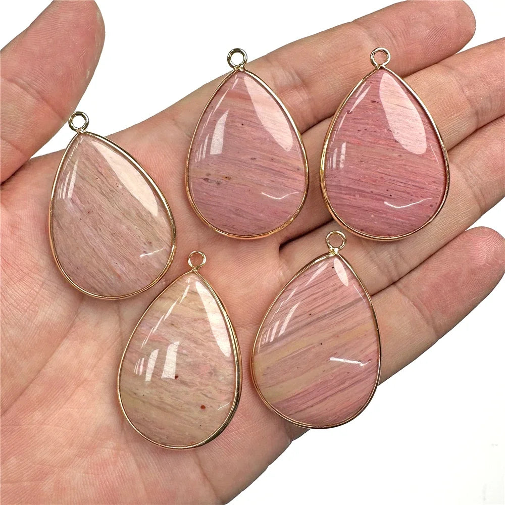 26x35mm Water Drop Shape Pendant Natural Labradorite Amethysts Agat Howlite Gems Stone Charm Pendants For Earrings Necklace DIY