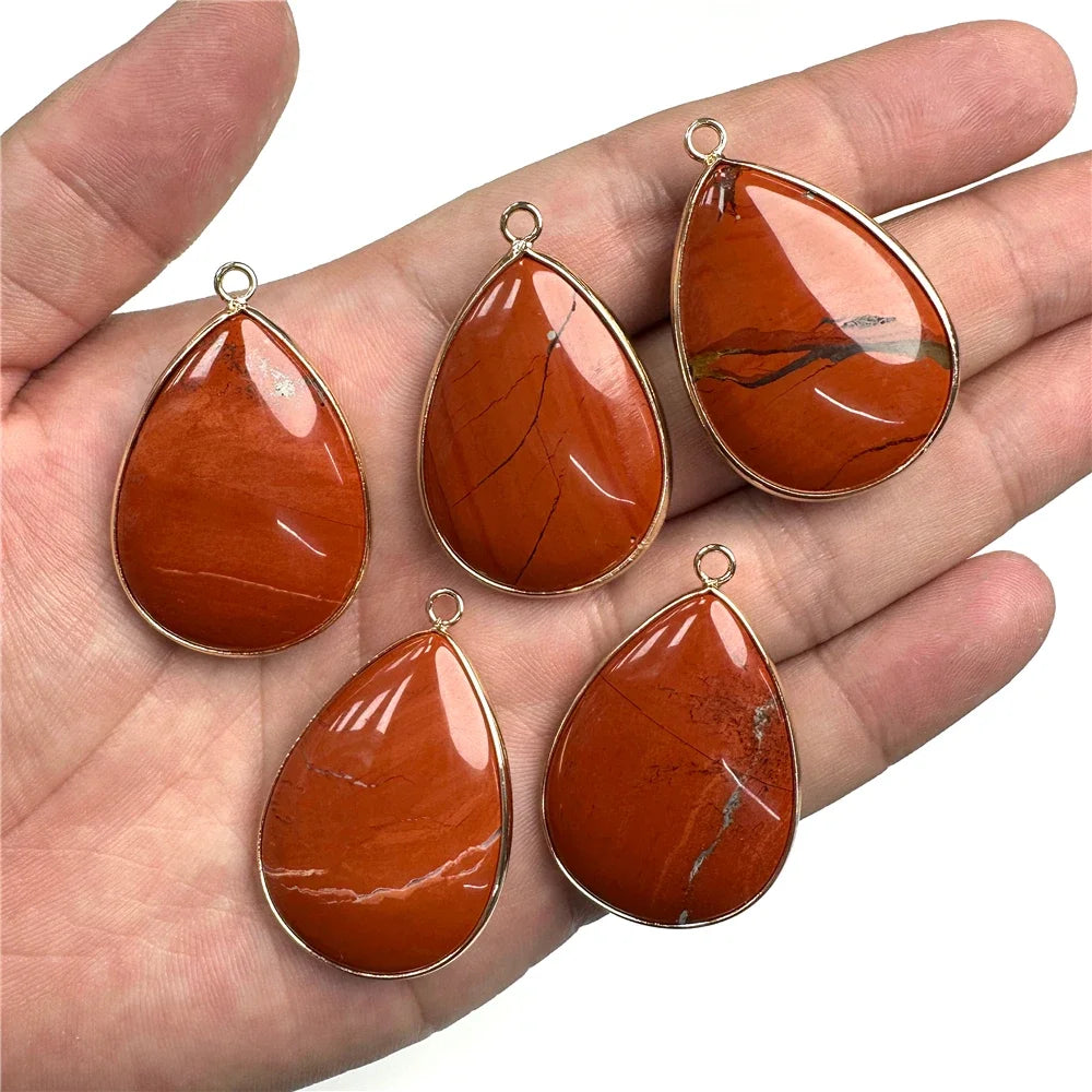 26x35mm Water Drop Shape Pendant Natural Labradorite Amethysts Agat Howlite Gems Stone Charm Pendants For Earrings Necklace DIY