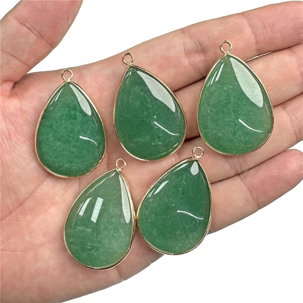 26x35mm Water Drop Shape Pendant Natural Labradorite Amethysts Agat Howlite Gems Stone Charm Pendants For Earrings Necklace DIY