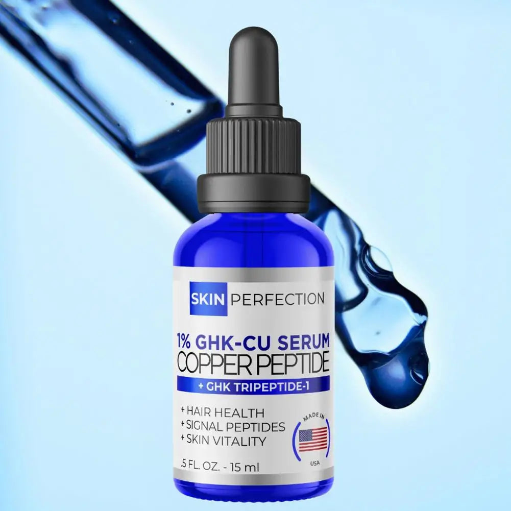 1% GHK-Cu Copper Peptide Serum 15ml, Skin & Hair Health, Brightening, Non-Sticky, Fast Absorbing, Vegan, Paraben-Free