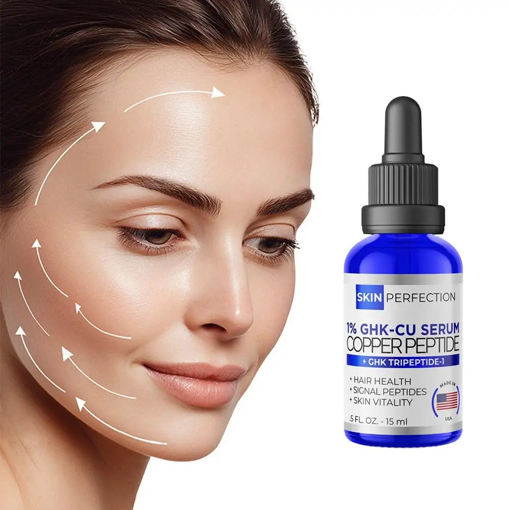1% GHK-Cu Copper Peptide Serum 15ml, Skin & Hair Health, Brightening, Non-Sticky, Fast Absorbing, Vegan, Paraben-Free