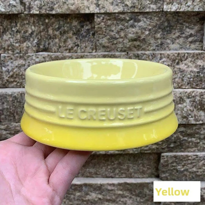 LeCreuset Cool Color Ceramic Enamel Pet Bowl for Dogs And Cats Universal Food And Water Dish Stylish And Functional Petware