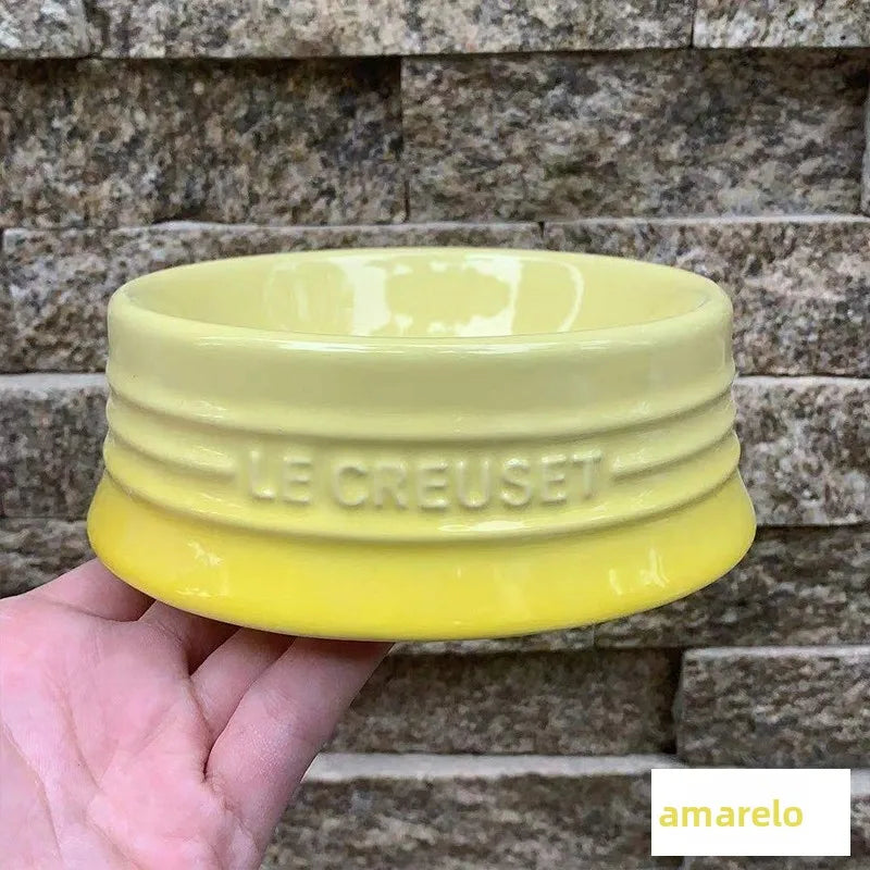 LeCreuset Cool Color Ceramic Enamel Pet Bowl for Dogs And Cats Universal Food And Water Dish Stylish And Functional Petware