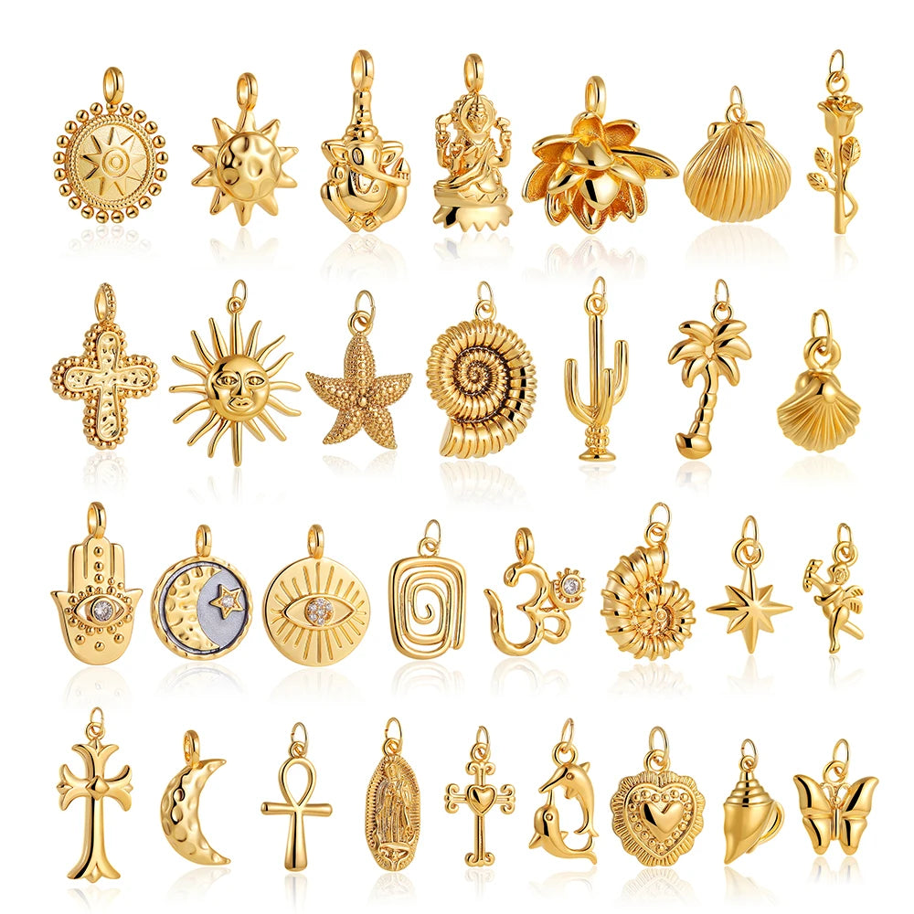 Exquisite Waterproof Moon Star Sun Evil Eyes Pendant for Women Charms Gold Color DIY Accessories Stainless Steel Jewelry