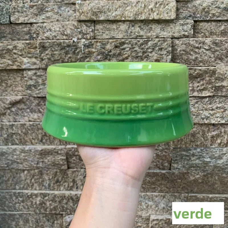 LeCreuset Cool Color Ceramic Enamel Pet Bowl for Dogs And Cats Universal Food And Water Dish Stylish And Functional Petware
