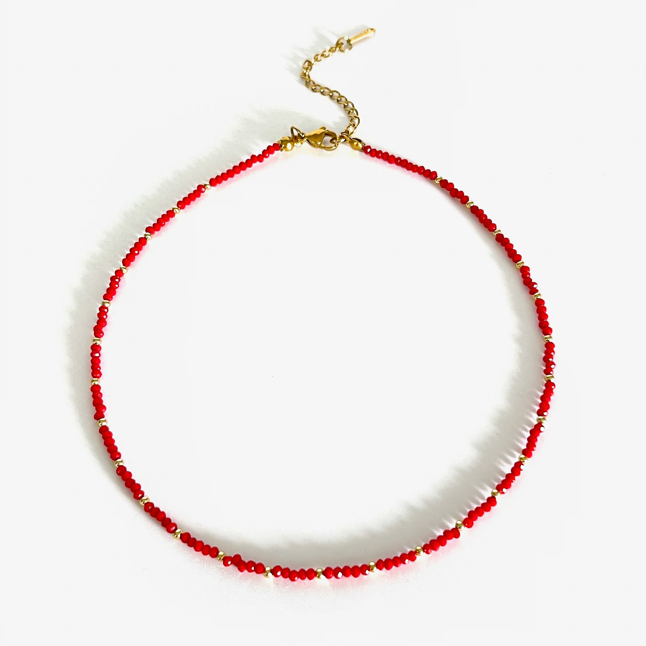 Peri'sbox Boho Colorful Acrylic Beaded Chain for Women 18K Gold Plated Solid Fish Pendant Necklace Waterproof Stackable Jewelry